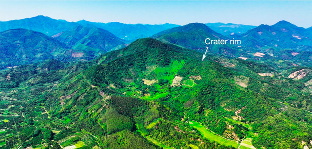 Foto diambil dari drone memperlihatkan lokasi ditemukannya kawah Jinlin. Foto: Matter and Radiation at Extremes
