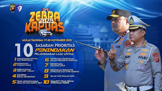 Operasi Kepolisian Zebra Kapuas Tahun 2025 oleh Kepolisian Daerah Kalimantan Barat. Foto: Dok. Instagram @kalbar_presisi