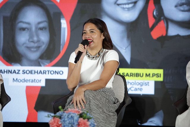 Cantika Abigail di acara Women Leadership Conference (WLC) 2025, Le Meridien Jakarta pada Jumat (07/11). Foto: Her World Indonesia