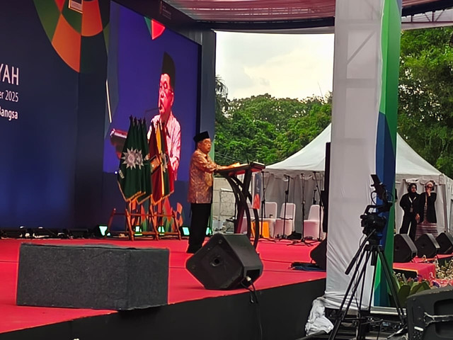 Jusuf Kalla di Resepsi Milad ke-113 Muhammadiyah, Selasa (18/11/2025). Foto: Linda Lestari/kumparan