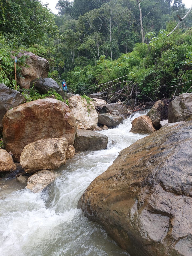 Suasana salah satu sungai yang dapat disusuri untuk sampai ke ladang ganja di Gayo Lues. Foto: Fachrul Irwinsyah/kumparan
