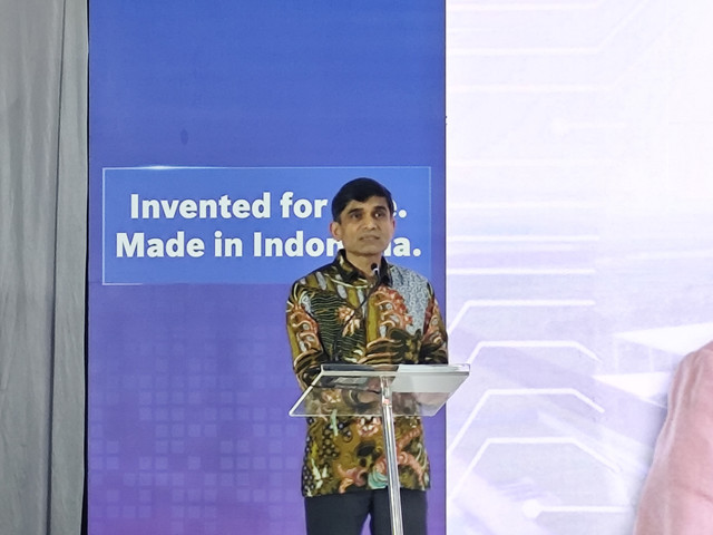 President of Bosch for Region Asia Pasific South (Southeast Asia and Oceania) Vijay Ratnaparkhe dalam gelaran Groundbreaking Pabrik Modular Bosch di Cikarang, Jawa Barat, Rabu (19/11/2025). Foto: Widya Islamiati/kumparan