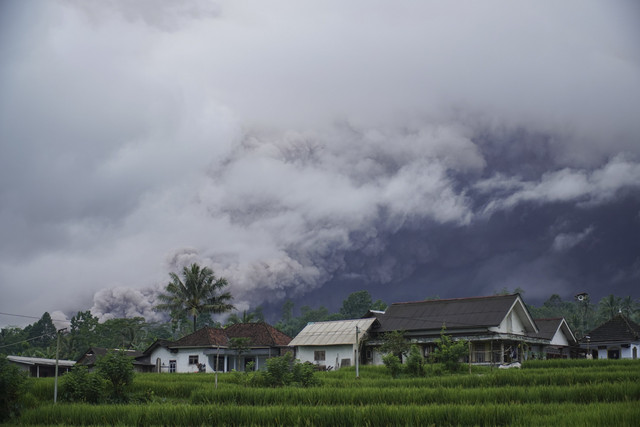 Luncuran awan panas Gunung Semeru di Desa Sumberwuluh, Candipuro, Lumajang, Jawa Timur, Rabu (19/11/2025). Foto: Irfan Sumanjaya/ANTARA FOTO