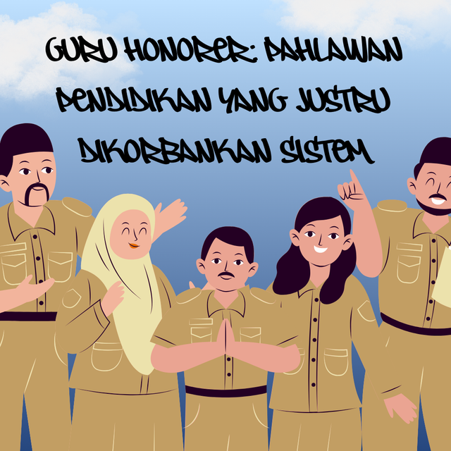 Ilustrasi Guru honorer menghadapi ketidakadilan sosial: gaji rendah, kurang dihargai, dan harus bekerja sampingan untuk bertahan hidup. Foto Dokumentasi : Pribadi