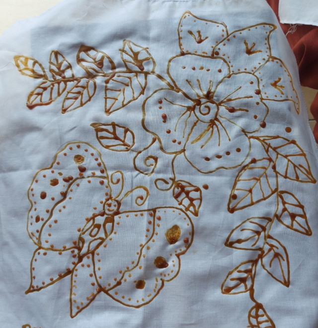 Hasil nyanting saat belajar langsung bersama para pengrajin di Kampung Batik Giriloyo. Sumber: Dokumentasi Pribadi (Revalina Amanda Safira).
