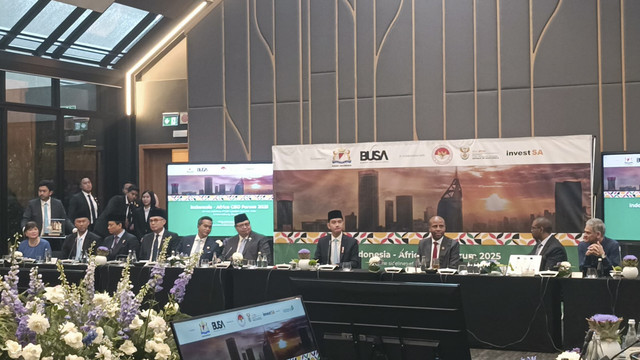 Wakil Presiden Republik Indonesia Gibran Rakabuming Raka dalam cara Indonesia-Africa CEO Forum 2025 di Johannesburg, Afrika Selatan, Jumat (21/11/2025). Foto: Zamachsyari/kumparan