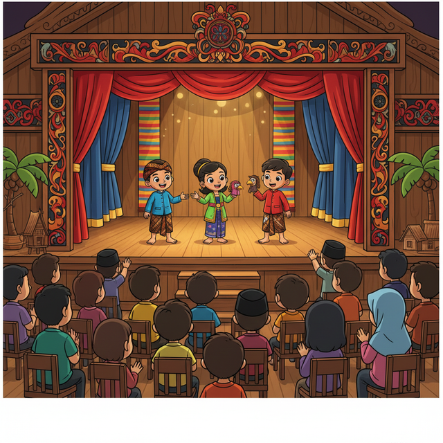 Ilustrasi pentas anak. Koleksi : Dede Leman