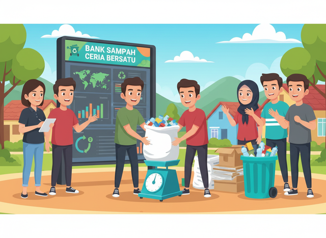 Ilustrasi Bank Sampah Digital. Ilustrasi ini di buat oleh ai