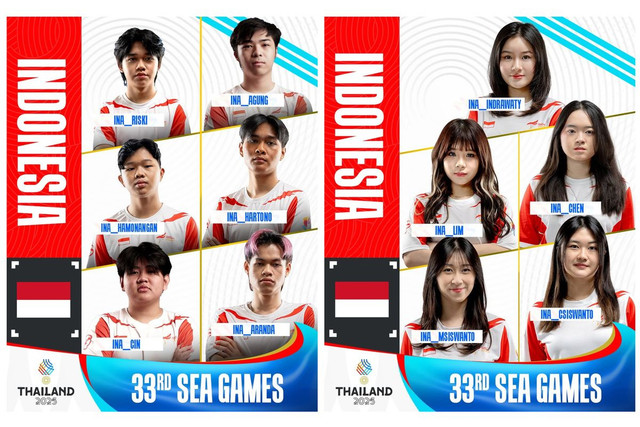 Ilustrasi roster Timnas Mobile Legends Indonesia di SEA Games 2025. Foto: Instagram @mlbbesports_official