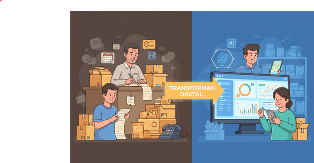 Ilustrasi Transformasi Digital Grosir - AI Generated