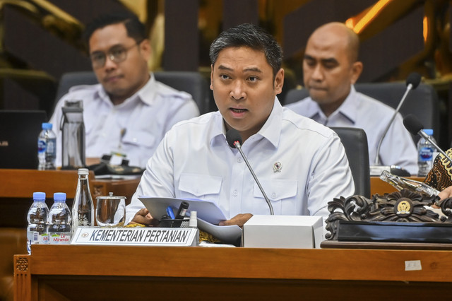 Wakil Menteri Pertanian Sudaryono memberikan paparan saat rapat kerja dengan Badan Legislasi (Baleg) DPR di Kompleks Parlemen, Senayan, Jakarta, Rabu (26/11/2025).  Foto: Rivan Awal Lingga/ANTARA FOTO