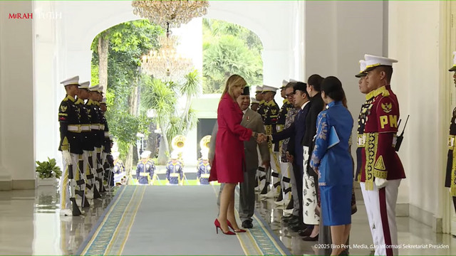 Presiden Prabowo Subianto terima kunjungan kerja Ratu Maxima di Istana Merdeka, Kamis (27/11/2025). Foto: YouTube/ Sekretariat Presiden