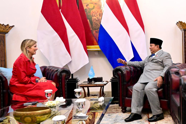 Presiden Republik Indonesia Prabowo Subianto beserta jajaran menteri Kabinet Merah Putih menerima kunjungan Ratu Maxima dari Kerajaan Belanda di Istana Merdeka, Jakarta Pusat, Kamis (27/11/2025). Foto: Dok. Rusman - Biro Pers Sekretariat Presiden