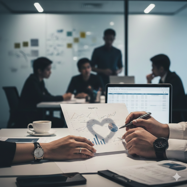 Ilustrasi Jatuh Cinta Dengan Atasan - AI Generated