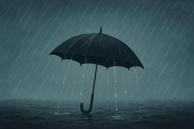 Ilustrasi orang dengan inkompetensi seperti payung yang bocor (sumber: chatgpt)