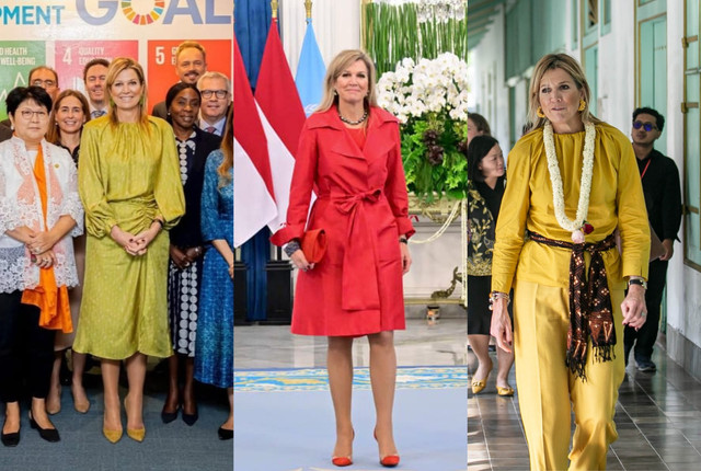 Gaya Ratu Máxima saat kunjungan ke Indonesia. Foto: Mohammad Ayudha/ANTARA FOTO, Instagram @queenmaxima, Dok. Rusman - Biro Pers Sekretariat Presiden