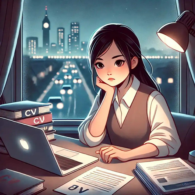           mahasiswa kuliah sambil kerja mengerjakan CV dan lamaran di malam hari