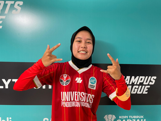 Nizrina Fauziah Permana, kapten Universitas Pendidikan Indonesia (UPI), di Campus League Futsal Regional Jakarta 2025. Foto: Antika Fahira/kumparan