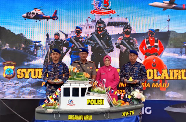 Syukuran HUT ke-75 Korps Polairud yang diselenggarakan Direktorat Polairud Polda Sulawesi Utara, Senin 1 Desember 2025.