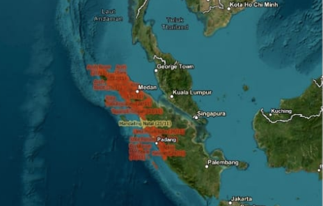 Peta tiga provinsi di Sumatera dilanda banjir dan longsor pada akhir November 2025. Foto: Dok. BNPB