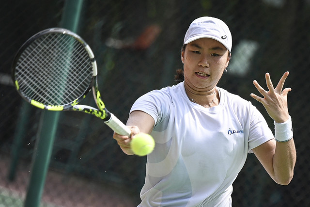 Petenis putri Indonesia Janice Tjen. Foto: Fauzan/ANTARA FOTO