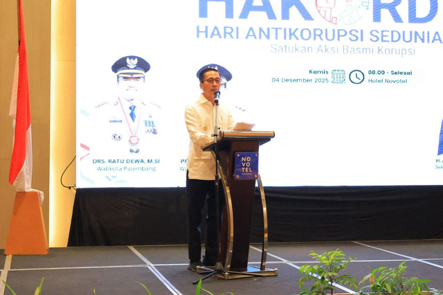 Wali Kota Palembang, Ratu Dewa, dalam kegiatan peringatan Hari Antikorupsi Sedunia/ist.