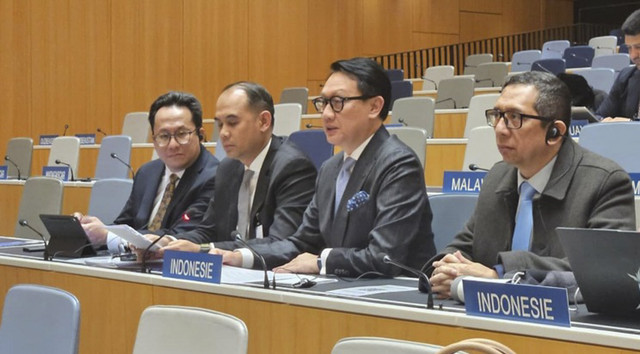 Wakil Menteri Luar Negeri (Wamenlu) Arief Havas Oegroseno dan Direktur Jenderal Kekayaan Intelektual (DJKI) Hermansyah Siregar pimpin delegasi RI dalam Forum SCCR ke-47, Jenewa, 1-5 Desember 2025. Foto: Dok. DJKI
