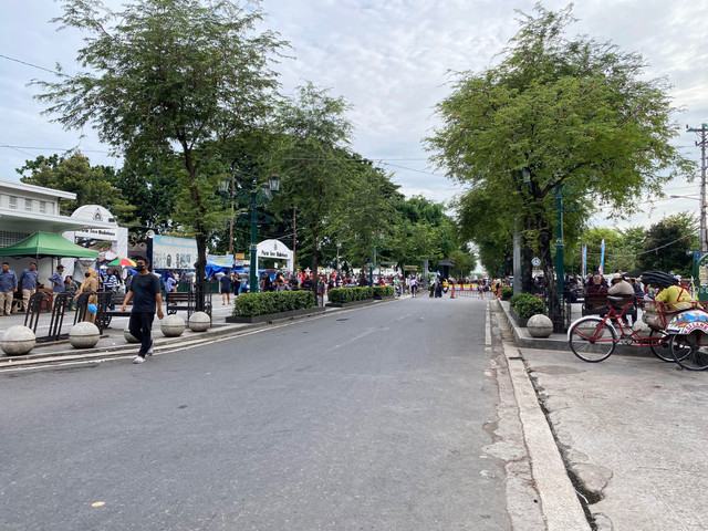 Suasana Malioboro saat uji coba full pedestrian. Foto: Pandangan Jogja/Resti Damayanti