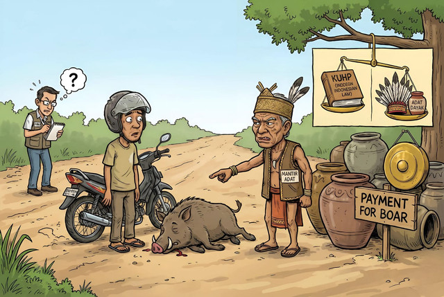 Ilustrasi denda tabrak babi. (Sumber : Fahruddin Fitriya)