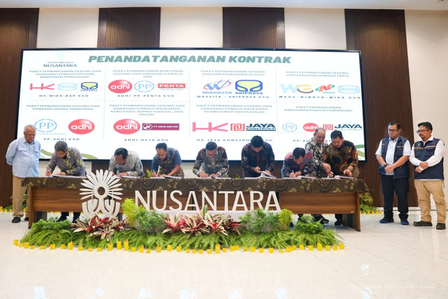 Penandatanganan kontrak pembangunan kawasan legislatif dan yudikatif di IKN.  Foto: Otorita IKN
