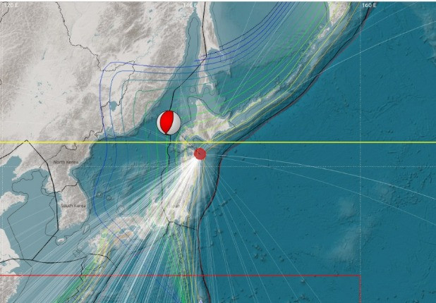 Pusat gempa Jepang, Senin (8/12). Dok. BMKG