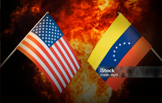 by Diy13, https://www.istockphoto.com/id/foto/bendera-venezuela-dan-amerika-serikat-berlatar-belakang-ledakan-yang-berapi-api-gm1473700775-503765833
