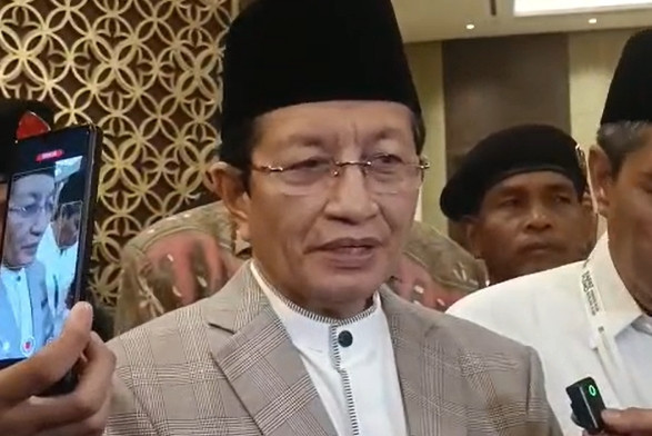 Menag Nasaruddin Umar usai Rapat Pleno PBNU di Hotel Sultan, Jakarta Pusat, Selasa (9/12/2025). Foto: Zamachsyari/kumparan