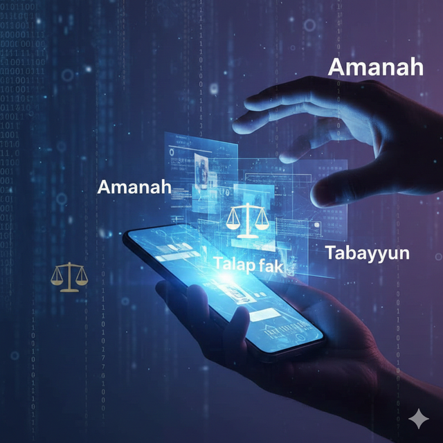 Ilustrasi amanah di era deepfake dan algoritma. Foto: Gemini AI 