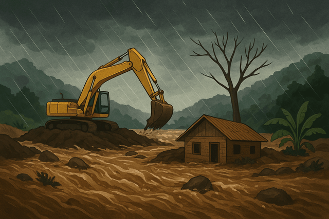 Ilustrasi: Ketika Pembangunan Melawan Alam: Sebuah Pelajaran dari Banjir Bandang sumber:chatGpt