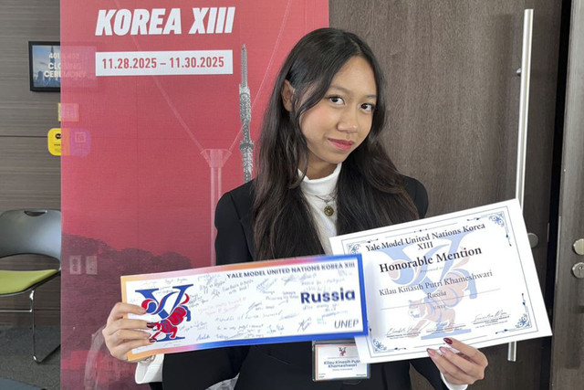 Kilau Kinasih Putri Khameshwari, siswi SMA Labschool Kebayoran Baru yang ikut Yale MUN di Korea Selatan. Foto: Dok. Istimewa
