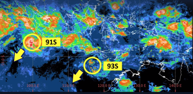 Dua bibit siklon 91S dan 93S per 11 Desember 2025 Foto: Dok BMKG