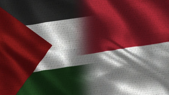 Ilustrasi bendera Palestina dan Indonesia. Sumber: Shutterstock