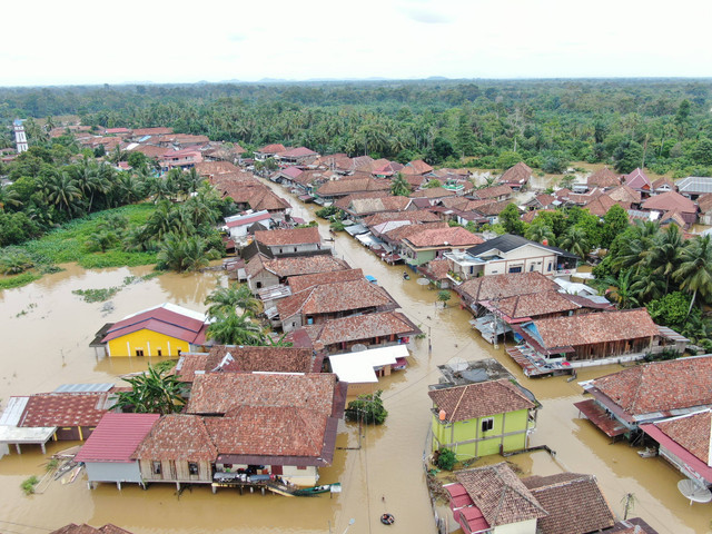 Penampakan rumah warga yang teredam banjir di wilayah Muratara 26 Januari 2024, Foto : BPBD Sumsel
