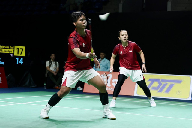 Febriana Kusuma/Meilysa Trias saat bermain untuk Indonesia di SEA Games Thailand 2025. Foto: PBSI