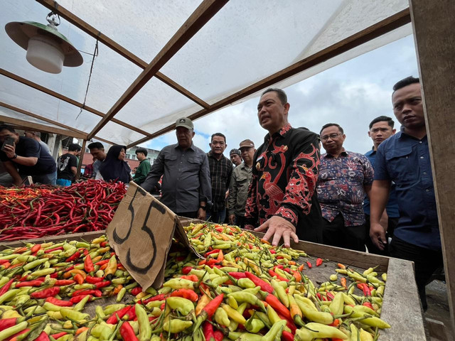 Gubernur Kalimantan Barat (Kalbar), Ria Norsan beserta stakeholder lainnya saat mengunjungi pasar. Foto: Rabiansyah/Hi!Pontianak