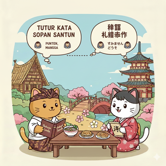 ilustrasi miripnya penuturan kata dalam dua bahasa berbeda (gambar hasil artificial intelligence)