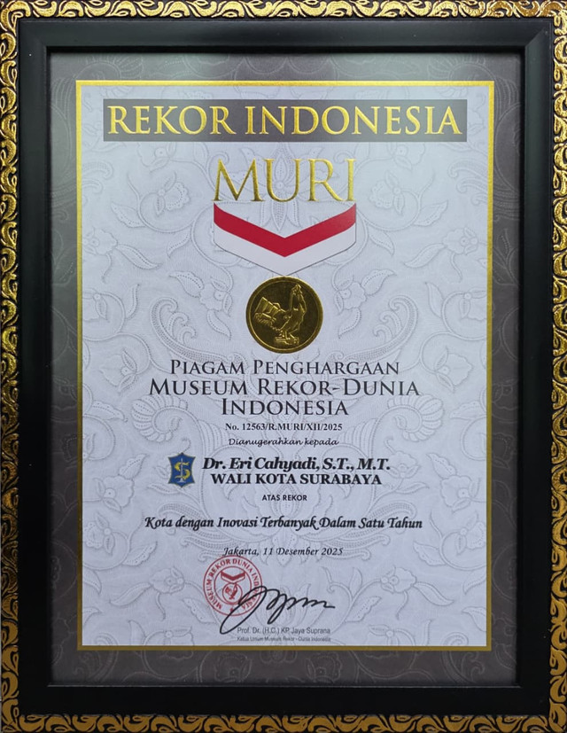 Surabaya Pecahkan Rekor MURI, Kota dengan 1.214 Inovasi dalam Setahun