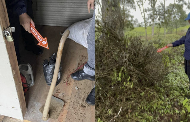 Cangkul barang bukti perusakan kebun teh di Garut. Foto: Dok. Polres Garut