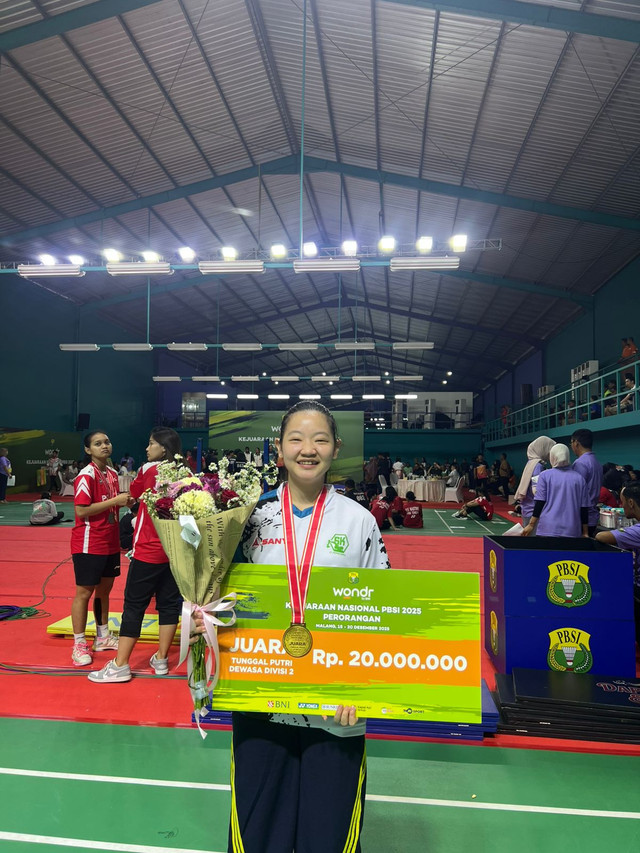 Steviolin Marcella meraih juara di Kategori Tunggal Putri Dewasa di Kejuaraan Nasional PBSI 2025. Foto: Dok. Istimewa
