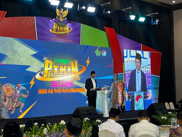 Menteri Agama Nasaruddin Umar di Acara Penerimaan Mahasiswa Baru PTKIN, Jakarta Pusat, Senin (22/12). Foto: Rayyan/Kumparan