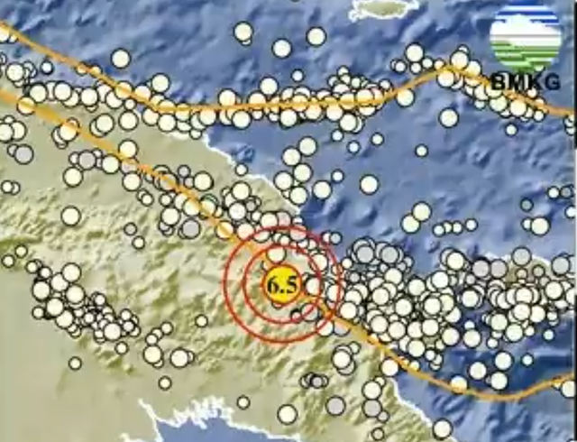 Gempa 6,5 M di PNG, Senin (22/12/2025). Foto: Dok BMKG