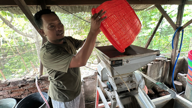 Muhammad Husni saat ditemui di pabrik tempenya, di Desa Mojorejo, Kecamatan Kebonsari, Kabupaten Madiun, Provinsi Jawa Timur.  Foto: Dok. Istimewa