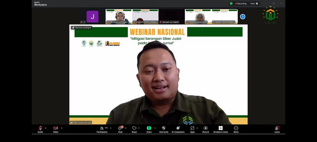 Webinar Nasional “Mitigasi Serangan Siber Judol pada Website Jurnal”.