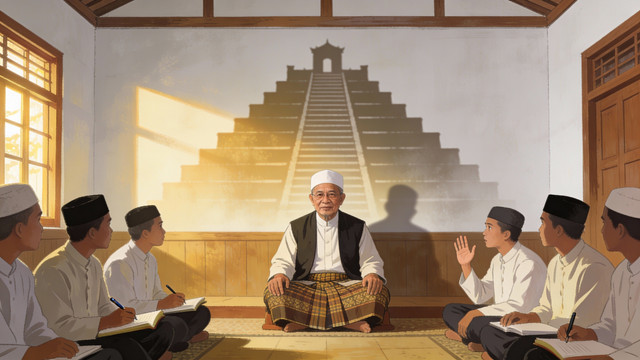 Ilustrasi pesantren. Ilustrasi dibuat oleh pengguna dengan bantuan AI